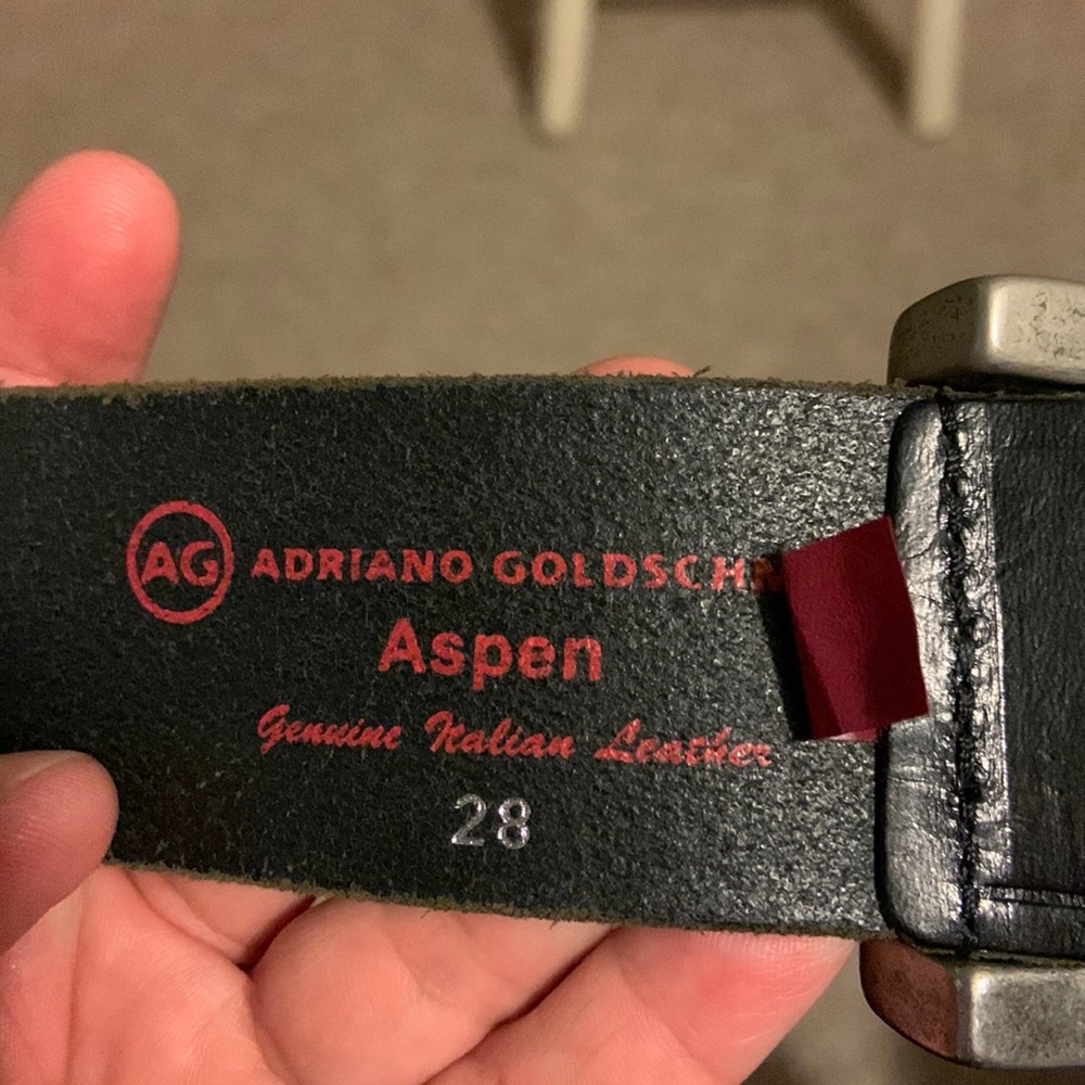 Adriano Goldschmied Aspen AG black leather signature belt size 28 unisex - Picture 5 of 8